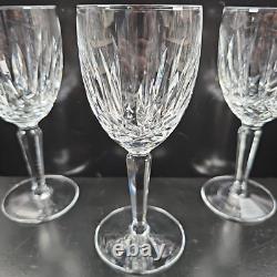 7 Waterford Kildare Claret Wine Glasses Set Crystal Clear Cut Etch Stemware Lot