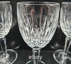 7 Waterford Kildare Claret Wine Glasses Set Crystal Clear Cut Etch Stemware Lot