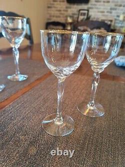 7 qty Lenox Crystal Wine Glasses Rhythm with Gold Rim 7 1/2 tall