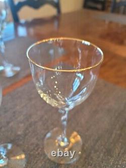 7 qty Lenox Crystal Wine Glasses Rhythm with Gold Rim 7 1/2 tall