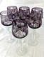 7 x Purple Czech Bohemian Cut To Clear Crystal Wine Glasses Goblets 8-3/8 READ