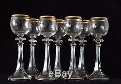 7x Art Nouveau, Jugendstil crystal & gold Wine Glass, Stengelglas, ca. 1900