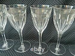 7x Large Claret Moser Crystal Art Nouveau Lady Hamilton Wine Glasses Faceted Cut