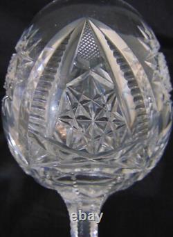 8 ABP American Brilliant Period Cut Glass Water Wine Goblets Hobstars Stems
