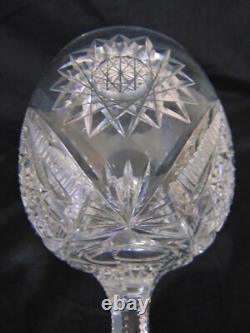 8 ABP American Brilliant Period Cut Glass Water Wine Goblets Hobstars Stems