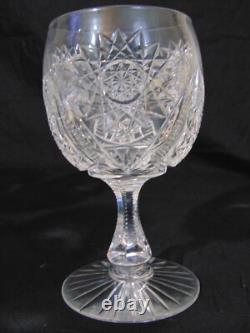 8 ABP American Brilliant Period Cut Glass Water Wine Goblets Hobstars Stems