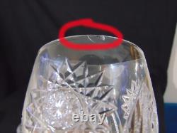 8 ABP American Brilliant Period Cut Glass Water Wine Goblets Hobstars Stems