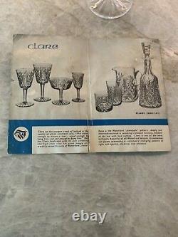 8 ANTIQUE WATERFORD CRYSTAL CLARE 5 5/8 Claret Wine Glasses