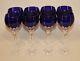 8 Ajka Hungary Albinka / Castille Cobalt Blue 8-1/4 Inch Wine Hocks Glasses