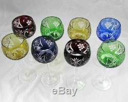 8 Ajka Masala Pattern Cut To Clear Crystal Wine Hocks Glasses 7.5 7.5 oz Mint