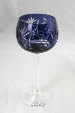 8 Ajka Masala Pattern Cut To Clear Crystal Wine Hocks Glasses 7.5 7.5 oz Mint