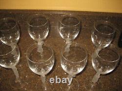 8 Bayel Bacchus Crystal Glass Art Deco Female Nude Wine Stem Glasses Frosted 8