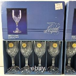 8 Cristal D'Arques Bretagne Sherry Glasses Box Set Vintage Crystal Clear Cut Lot