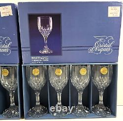 8 Cristal D'Arques Bretagne Sherry Glasses Box Set Vintage Crystal Clear Cut Lot