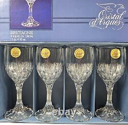 8 Cristal D'Arques Bretagne Sherry Glasses Box Set Vintage Crystal Clear Cut Lot