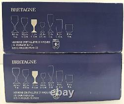 8 Cristal D'Arques Bretagne Sherry Glasses Box Set Vintage Crystal Clear Cut Lot