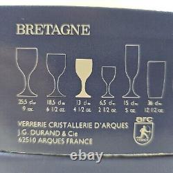 8 Cristal D'Arques Bretagne Sherry Glasses Box Set Vintage Crystal Clear Cut Lot