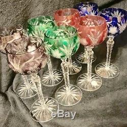 8 Cut Crystal Clear Industries Wine Grape Hock Stem Crafted in Hungary 4 Colors