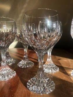 8 Exquisite Baccarat Crystal Massena Claret Wine Glasses Mint