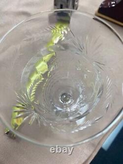 8 Flower vine Crystal Stemware Tall 8.25 inch Water Wine looks etched