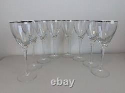 8 Lenox Encore Platinum WATER / WINE glasses 8 5/8 inches Blown Crystal goblets