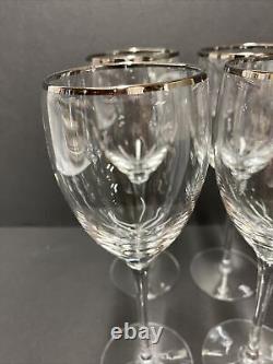 8 Lenox Platinum Trim Crystal Ariel Wine Stem Clear Goblet 7 5/8 Retired Silver