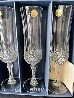 8 Longchamp Crysta d,'Arques Champagne Flutes & 8 Wine Glasses