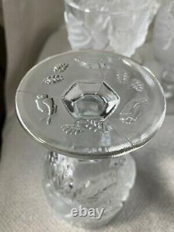 8 Madonna Inn Rose Satin Crystal Carnival Glass Goblet 5 ounces (wine)
