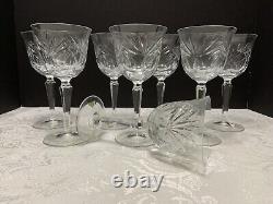 8 Nachtmann ANDERNACH Pattern WINE GLASSES 6.75 German Cut Crystal c1966 Claret