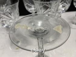 8 Nachtmann ANDERNACH Pattern WINE GLASSES 6.75 German Cut Crystal c1966 Claret