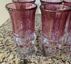 8 RARE TIFFIN 6 5/5 Kings Crown Ice Tea Glasses Cranberry/Ruby Flash MINT