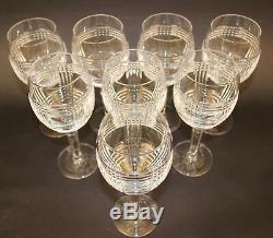 8 Ralph Lauren Glen Plaid Crystal Wine Goblet Glasses