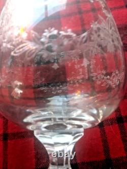 8 Set Bohemia Crystal Etched Wine Glasses Cascade Faceted Claudia Ball Stem