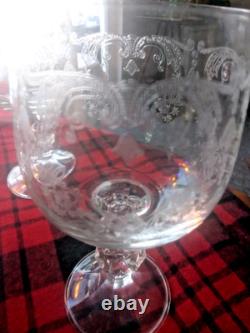 8 Set Bohemia Crystal Etched Wine Glasses Cascade Faceted Claudia Ball Stem