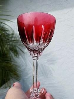 8 Vintage Cranberry Cut To Clear Hocks Goblets Set Of 8 7-3/4 Val St. Lambert