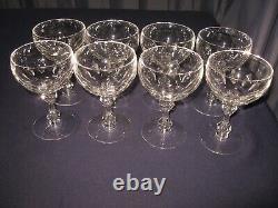 8 Vintage Tiffin Crystal Elegant Stemware Martini Wine Cocktail Glasses Perfect