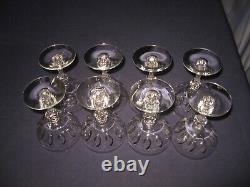 8 Vintage Tiffin Crystal Elegant Stemware Martini Wine Cocktail Glasses Perfect