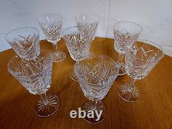 8 WATERFORD CLARE PATTERN Cut Crystal CLARET WINE Glasses 5 7/8