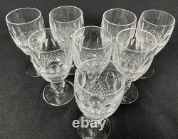 8 Waterford Colleen Crystal WHITE WINE Glasses Short Stem 4.5 x 2 Signed