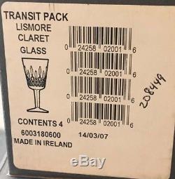 8-Waterford Crystal Lismore Claret Wine Glass Brand New OPEN box Made in Ireland