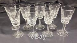 8 Waterford Crystal Lismore White Wine Glasses 5 1/2 MINT