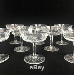 8 Waterford Ireland Crystal Lismore Cut Glass Saucer Champagne Sherbet Glasses