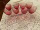 8 pc George Borgfeldt LISA Optic Cranberry Twist Stem WATER GOBLETS Wine glasses