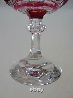 9 Antique Bohemian Cranberry Cut to Clear Crystal Stemware Glasses