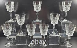 9 Cristal D'Arques Cannes Claret Wine Glasses Set Crystal Clear Cut Stemware Lot