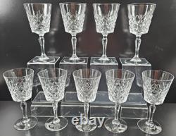 9 Cristal D'Arques Cannes Claret Wine Glasses Set Crystal Clear Cut Stemware Lot