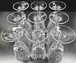 9 Cristal D'Arques Cannes Claret Wine Glasses Set Crystal Clear Cut Stemware Lot