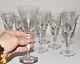 9 Elegant Floral Etched Crystal Wine Goblet Stems Glasses 6.5 with FLower Basket