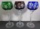 AJKA 3 Crystal Cut to Clear 8 1/4 Wine Glasses Multicolor Gorgeous Exquisite