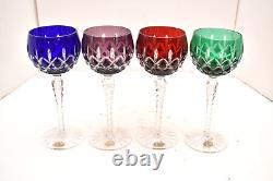 AJKA Arabell 8-1/4 Hock Wine Glasses Set of 4 Goblets Multi Color Cut to Clear
